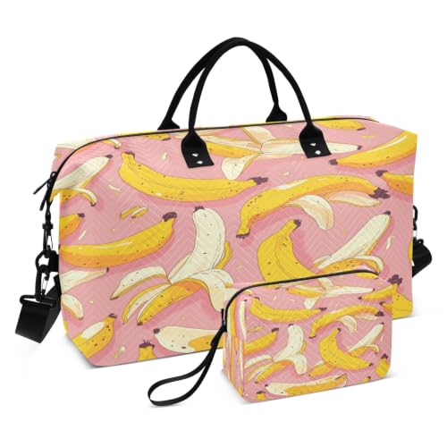 Sac de voyage fruit banane rose avec trousse de toilette incluse