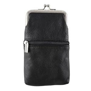 Skyway Leather Cigarette Case for 100’s Pack Holder with Zipper Pouch for Women – Lighter Storage Pocket – Carry Money, Cards and Coins – Metal Twist Clasp – Black Elegant Stylish Durable