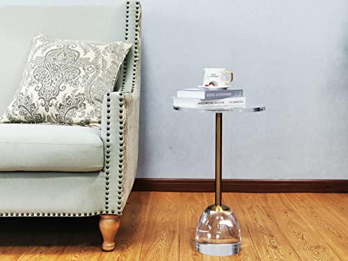 Tpzlrn Acrylic End Table, Acrylic Side Table,Clear Round Side Table With Brass-Colored Metal Support Rod For Office Living Room Bedroom, Easy Assembly #TOP6