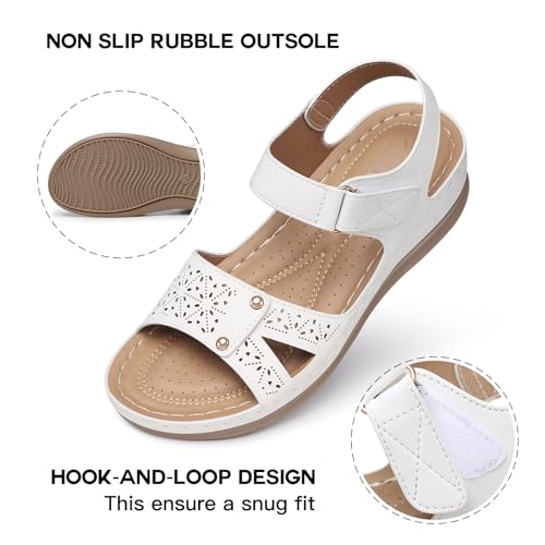 Image of SHIBEVER Women Flat Sandals Comfortable: Arch Support Sandals Dressy