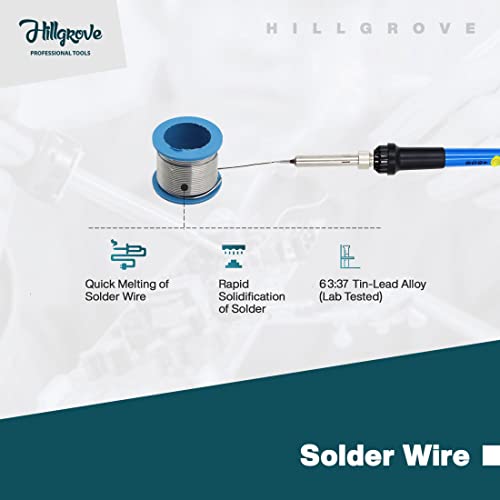 Image of Hillgrove 60W Temperature Controlled Soldering Iron Kit with Interchangeable Tips Conical Flat Pointed Round for Electronics Repair DIY Professional Use