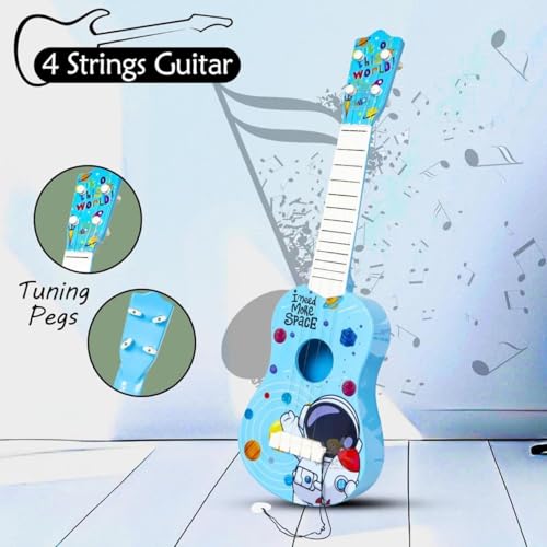 Image of Kids Guitar - 17 inch 4-String Acoustic Musical Toy for Beginners | Educational Learning Instrument for Boys & Girls Age 6+ | Mini Acoustic Guitar Toy