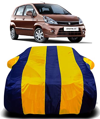 Image of Waterproof Car Cover with Ultra Surface Body Protection (Yellow Stripes) (Maruti Suzuki Zen Estilo)