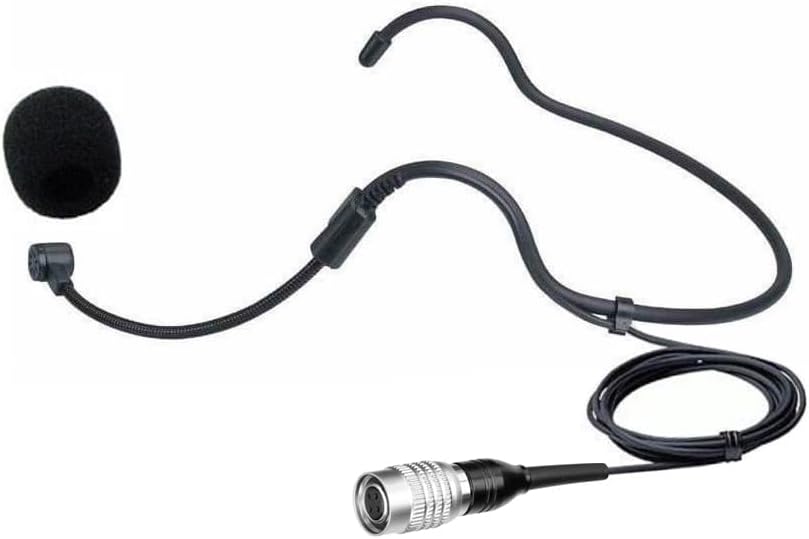 Replacement Headset Headworn Microphone for Audio-Technica ATW-T210a Bodypack Transmitter Wireless Microphone, 4-Pin Hirose (HRS) Female Connector, Cardioid Condenser, Black