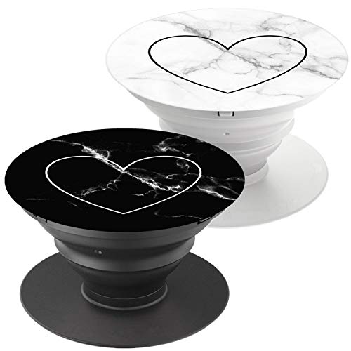 Mbuynow Universal Phone Holder and Tablet Stand 2 Pack - Marble and Black White Heart