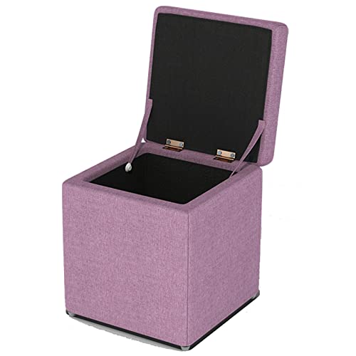 Tabouret de rangement moderne en coton ottoman bleu robuste pour salon et chambre - 2