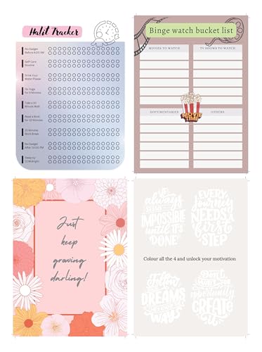 Image of KAANUKA A5 Notebook, 172 Pages, 80 GSM, Ruled, Themed Journals, Diary for Girls and Women, Notebook For Home, Office And Personal Diary With Trackers, Best For Gifting