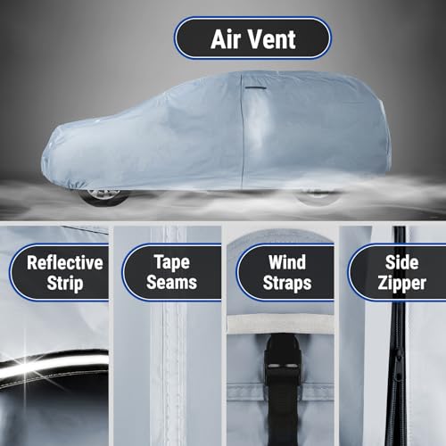 Image of iCarCover Custom SUV Cover for Suzuki Sidekick (2000-2003) Waterproof All-Weather Rain Snow UV Sun Protector Full Exterior Indoor Outdoor Car Cover (Stripe - Gray /Black)