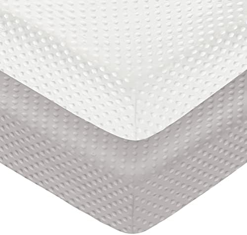 POSENPRO 2 Pack Microfiber Fitted Minky Crib Sheets for Baby Boys Girls, Solid Color Toddler Bed Sheets for Standard Crib and Toddler Mattresses with Dotted Backing, 28"x52"x8", Grey & White