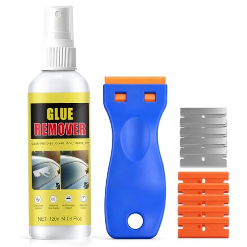 NoxGule Decolle Etiquette, Dissolvant Collen, Retirez Rapidement les Étiquettes et Autocollants, Dissout les Résidus de Colle, Convient à une Utilisation à la Maison et en Voituren, 120ml