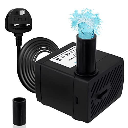 Awroutdoor Mini Submersible Water Pump, Ultra Quiet Water Feature Pump(5W,350L/H), with 3 Strong Suction Cups