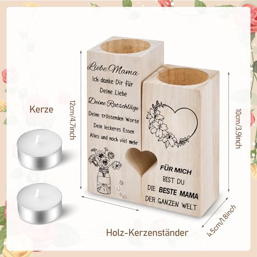 Muttertagsgeschenk,Personalisierte Kerzenhalter Muttertagsgeschenke für Mama Oma Frauen, Mama Geschenk zum Muttertag Weihnachten Geburtstag