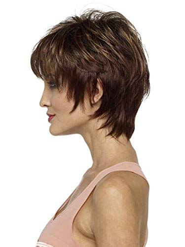 Elle Wig Color CHOCOLATE CHERRY - Envy Wigs 5.5" Mid-Length Boy Cut Synthetic Capless Women's Straight Fashion Highlights Peluca Bundle MaxWigs Hairloss Booklet