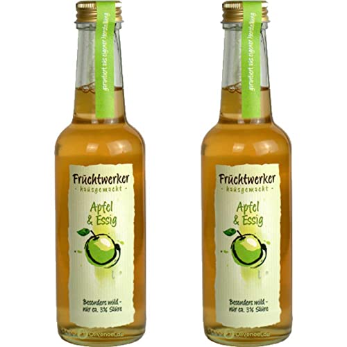 Fruchtwerker | Apfel& Essig | Mit Saft aus echten Früchten| 2er Pack | 2x 250ml Glasflasche Cover
