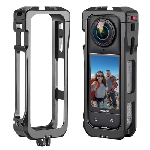 Camera Cage for Insta360 X5, Aluminum Alloy Protective Case, Protective Metal Frame with Cold Shoe Mount, Universal 1/4