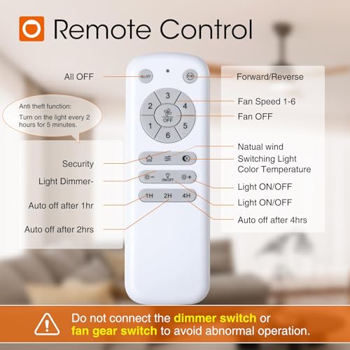 Image of addlon 52 Inch Solid Wood Ceiling Fans with Lights and Remote Control | 3CCT dimmable light, quiet reversible DC motor, 6 speeds, memory, timer; bedrooms, living rooms, covered patios and gazebos