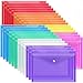 EOOUT 28pcs Plastic Envelopes, Plastic Folders for Documents, Poly Folders with Snap Closure, 8 Colors, A4 Size, Letter Size, for School and Office Supplies