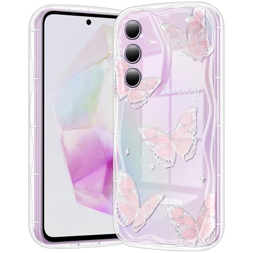 Coque transparente Galaxy A35 5G papillon rose idéale pour vos sorties