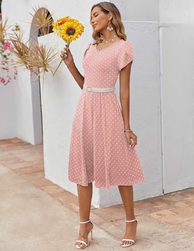 Image of ZEAGOO Womens Casual Dresses for Summer Short Sleeve Flare Midi Dress Loose Flowy Beach Sundress
