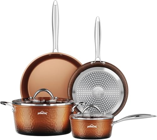 HOMELUX Casserole Induction, Aluminium Batteries de Cuisine-Set de Batterie de Cuisine avec Couvercle-casserole tout feux sans PFOA/PFOS/BPA-Poêles à...
