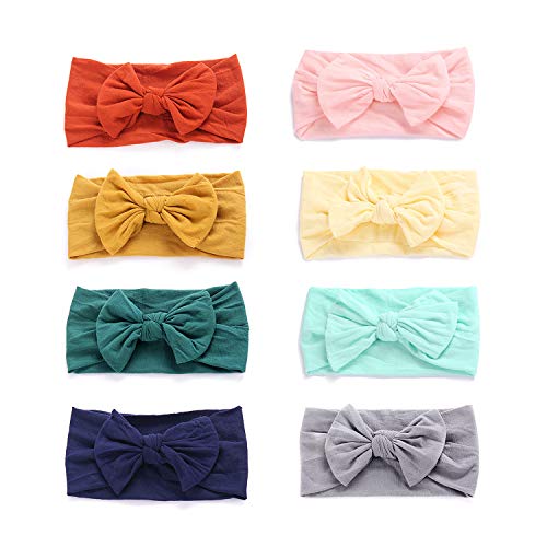 Baby Bows and Headbands, Soft Nylon Knot Turban, Stretchy Headwrap for Baby Girls