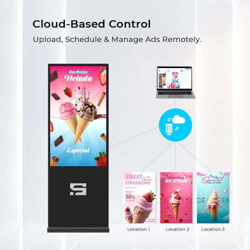 Image of Interactive Vivid Non Touch Screen Digital Standee Kiosk- Android Wi-Fi Floor Stand Digital for Restaurants, Exhibitions,Shopping Malls,Weddings&Real Estate Projects(Touch Screen,55 Inch)