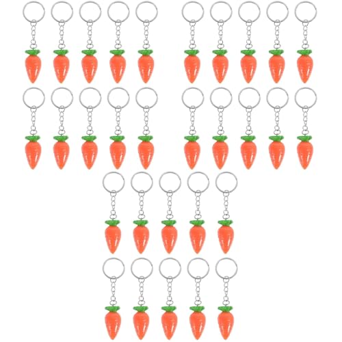 CALLARON 30Pcs Mini Carrot Keychains - Handmade Fabric Carrot Charms for Easter Diy Ornaments Cute Vegetable Decor for Backpacks Handbags Party Favors