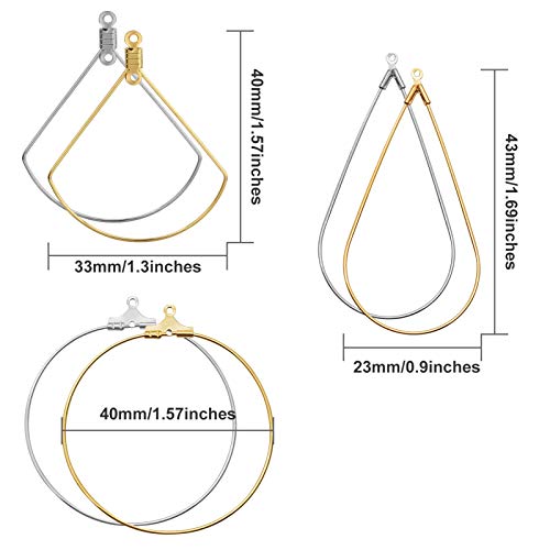 Stainless Steel Hoop Earring Finding 120 Pcs Beading Earrings Teardrop Earrings Round Hoop Earrings Scallop Earrings For Jewelry Making Diy Crafts Art Creation Girl Gifts #TOP2