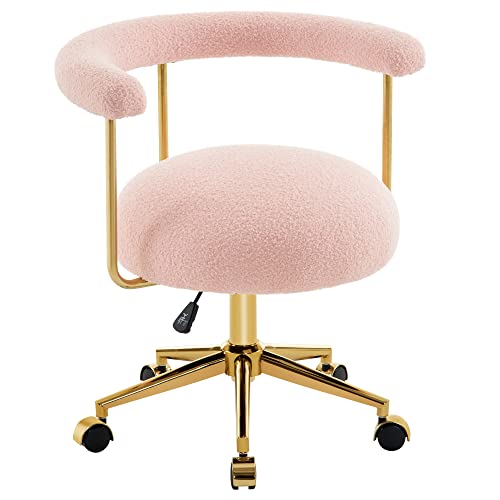 Barberpub Manicure Chair With Rolling Wheels, Modern Makeup Vanity Chair, Adjustable Nail Tech Chair, Office Desk Chair, Beauty Solon Chair 3527 (Pink) #TOP18