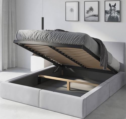 Interbeds Polsterbett Bett Doppelbett mit Stauraum mit Lattenrost Bettkasten Boxspringbett hydrophob gepolsterter Bettrahmen (Hellgrau, 140x200cm) Interbeds Polsterbett Bett Doppelbett mit Stauraum mit Lattenrost Bettkasten Boxspringbett hydrophob gepolsterter Bettrahmen (Hellgrau, 140x200cm)