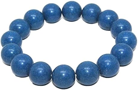 YONKU Hand_Crafted Blue Coral Handmade Bracelet Round Ball Smooth 7.5'' Long Strand Gemstone 12mm YO-STRD-12375