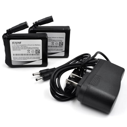 YUTSUJO (2-Pack) 7.4V 3000mAh Rechargeable Li-Po Battery with Switch and Charger Replacement for Heated Gloves Socks Hats Balaclava Thermal Underwear Clothes
