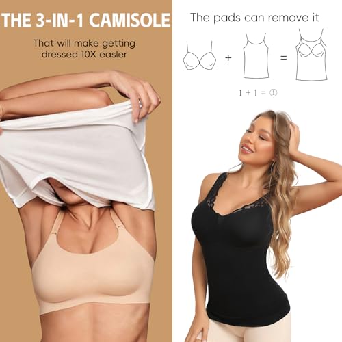 Image of JOYSHAPER Shapewear Camisoles with Built in Bra Tummy Control Shapewear Tank Tops for Women Padded Bras Shaper Cami