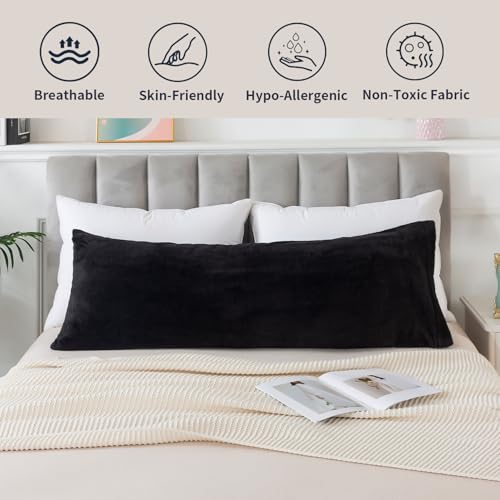 WhatsBedding Memory Foam Body Pillow with Plush Fuzzy Cover, Full Body Pillow for Adults, Long Pillow for Sleeping, Soft Pillow Fluffy Supportive