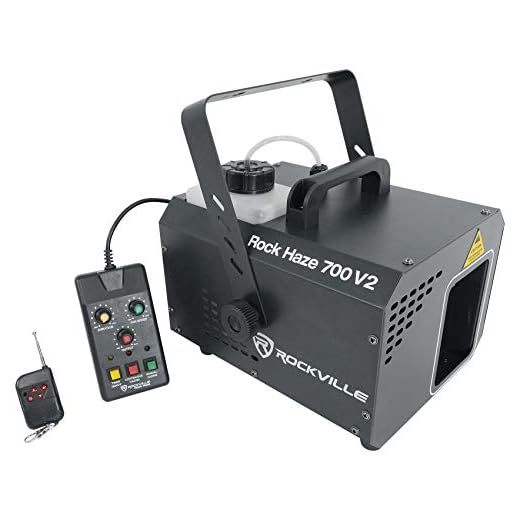 Rockville ROCKHAZE 700 V2 700 CFM DMX Haze Machine, Water-Based Hazer, 2 Remotes, Adjustable Output, Compact for DJs and Club Lighting