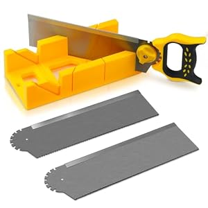 Konvixon Gehrungslade mit Rückensäge, 3 Wechsel-Sägeblätter aus hochgekohltem Stahl (10/14/17 TPI) für schnelle bis präzise Schnitte, 10×30 cm extrabreite ABS-Schneidlade für schwere Holzarbeiten