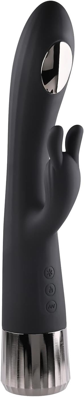 Evolved Love is Back - Heat Up & Chill - Rechargeable Silicone Heating and Cooling G-Spot Dual Stimulator Vibrator - Black
