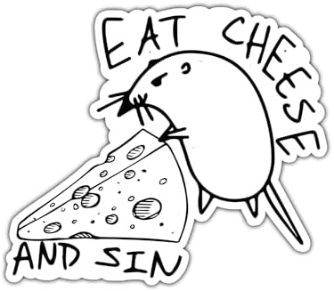 Amazon.com: 3pcs Eat Cheese and Sin Sticker, Funny Cheese Sticker Meme ...