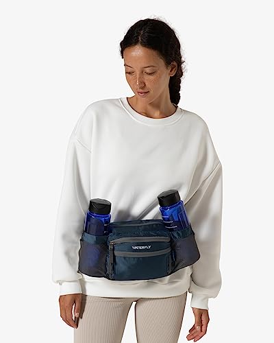 WATERFLY-Fanny-Pack-with-Water-Bottle-Holder-Waist-Pack-for-Men-Women-with-Multi-Pockets-Large-Capacity-Casual-Bum-Bag-for-Traveling-Casual-Cycling-Running-Hiking-Dog-Walking