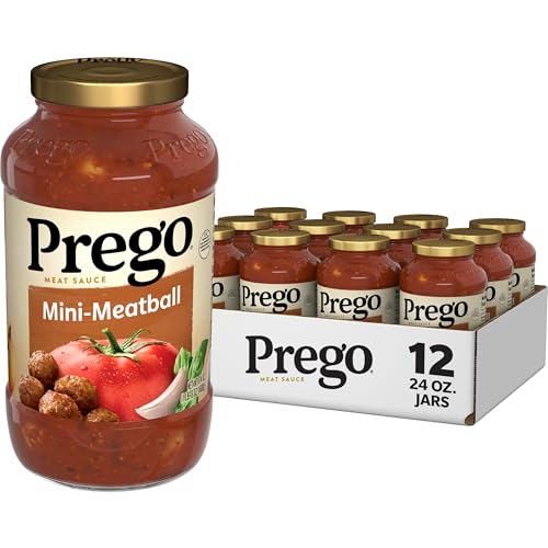 Image of Prego Mini-Meatball Pasta Sauce, Great Tomato Sauce for Pasta, 24 Ounce Jar (Pack of 12)