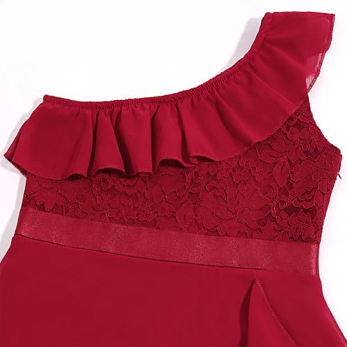 Girls Dress Sweet & Cute Puff Sleeve Square Neck Ruffle Dot Ruffle Swing Dress 5-143