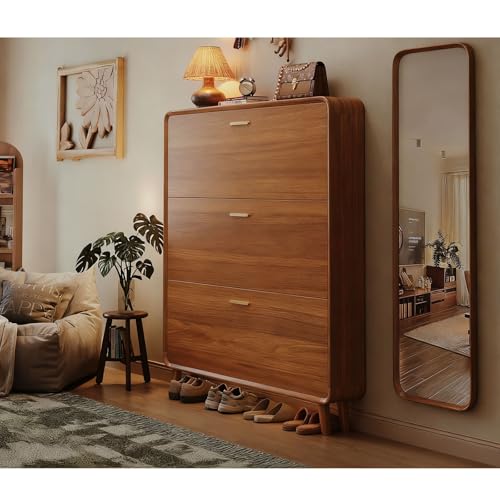 Wolnostojąca szafka na buty, ukryty nizer z regulowanymi półkami, 3 otwieranymi półkami, regał na buty do przedpokoju, szafy, 70 x 17 x 120 cm
