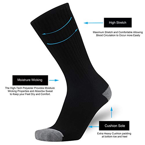 Onke Cotton Cushion Crew Socks For Men Athletic All Season Heavy Duty Work Boot With Thick Moisture Control Sweat Wicking(Black Xl) #TOP3