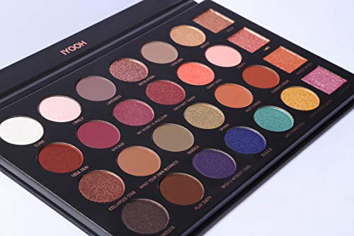 IYOOH Ultra Diamond Glitter Eyeshadow Palette, 28 Colors Professional Pressed Powder Makeup set, 4 Pearly Glitter + 9 Smooth Matte + 15 Cream Shimmer
