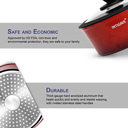 INTIGNIS Milk Pan with Glass Lid - Aluminium Non-Stick Saucepan with Stainless Steel Base & Removable Handle - Dishwasher-Safe Kitchen Cooking Pot for Induction, Gas, Electric & Ceramic Hobs - 20cm 5 Gallery Image