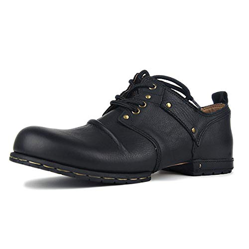 Image of OSSTONE Moto Boots for Men Fashion lace-up Leather Chukka Boots Casual Shoes OS-6015-1-RED-BROWN-R