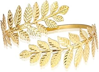 1 Paar modische Armreif mit Wirbel-Blatt-Oberarm-Armband, Armreif, Manschette, offener Armreif, modisch, einfach, verstellbar, Metall, Ohne Edelstein