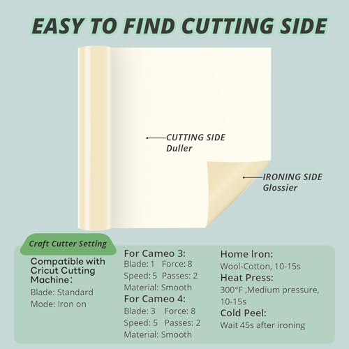 Image of HTVRONT Heat Transfer Vinyl Rolls - 12 inch x 20ft Cream Iron on Vinyl for Shirts, HTV Vinyl for All Cutting Machines - Easy to Cut & Weed for HTV Heat Transfer Design (Cream)