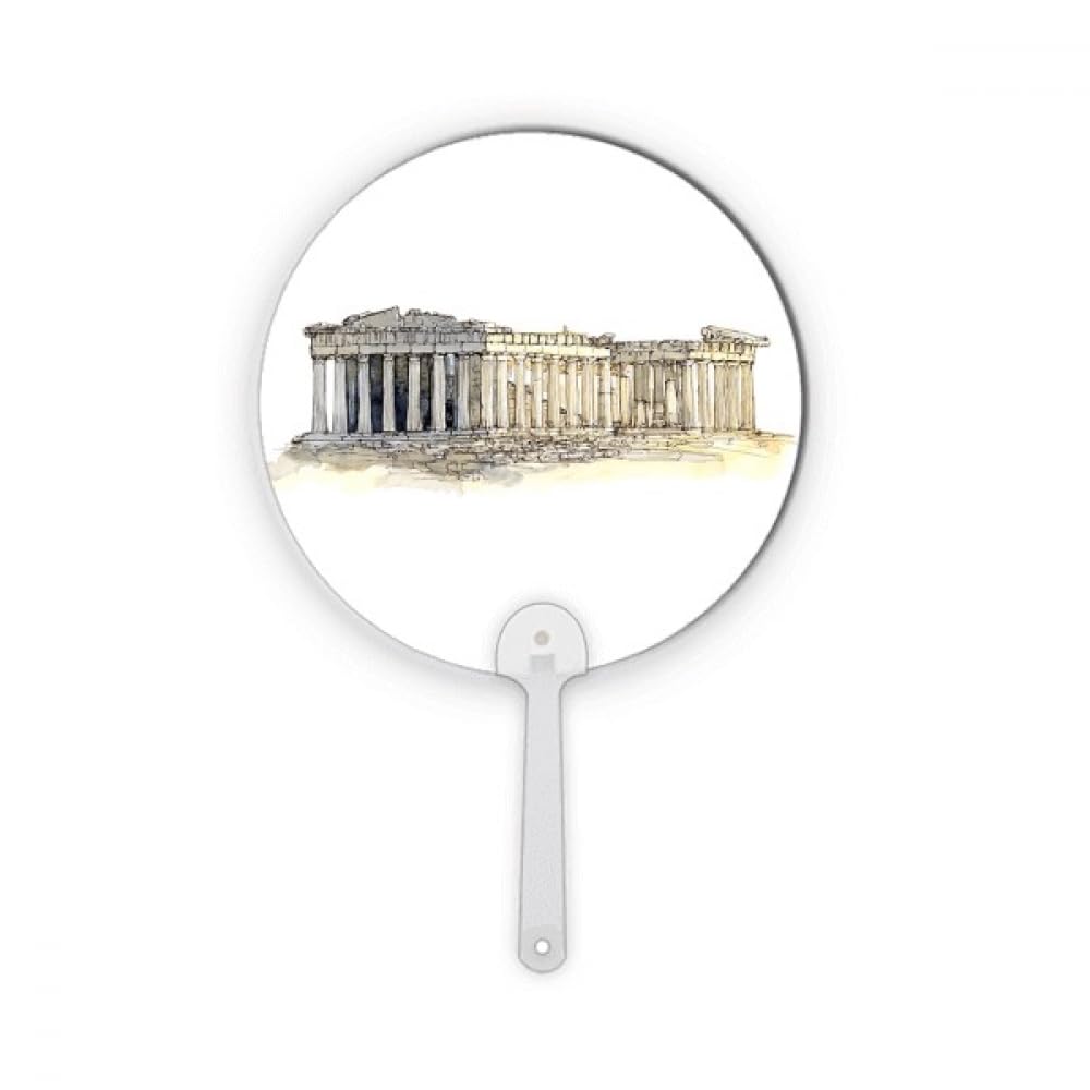 Éventail rond plastique Grèce Acropole d'Athènes objet décoration artisanale