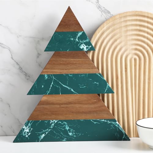 Reallnaive Green Christmas Tree Marble Cheese Board Charcuterie Cutting Tray Marble Serving Decorative for Decoration Charcuterie Kitchen